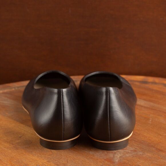 Everlane The '90s Leather Square Toe Italian Made Flat Shoes Womens Size 7.5 BLK - Picture 4 of 11